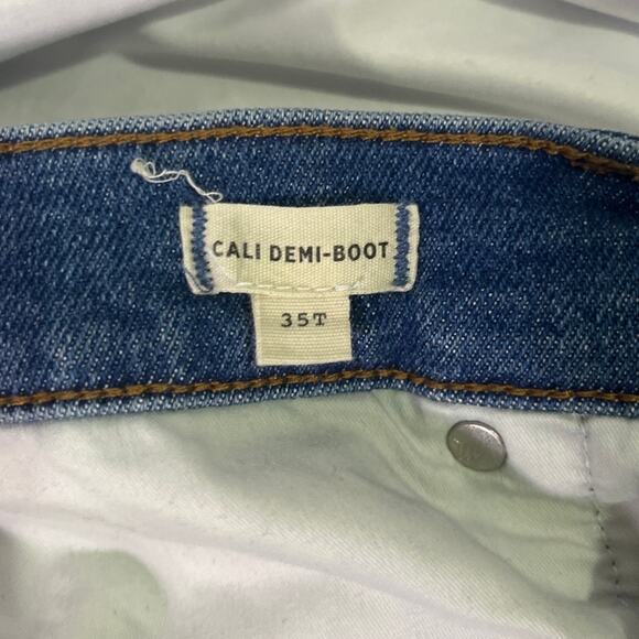 Women’s Madewell Raw Hem Kick Flare Jeans Medium Wash Stretch Denim Size 35T - Picture 3 of 5